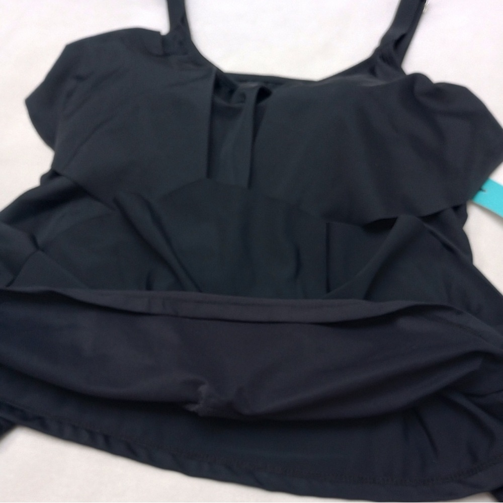 NWT Septangle Black Tiered Tankini Top, size 14 - Picture 6 of 12